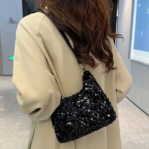 BLACK SEQUINED BAG
